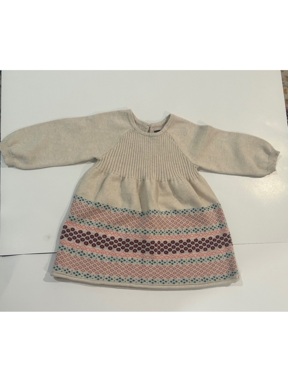 Tea-  cream knit long sleeve dress 18/24 Month